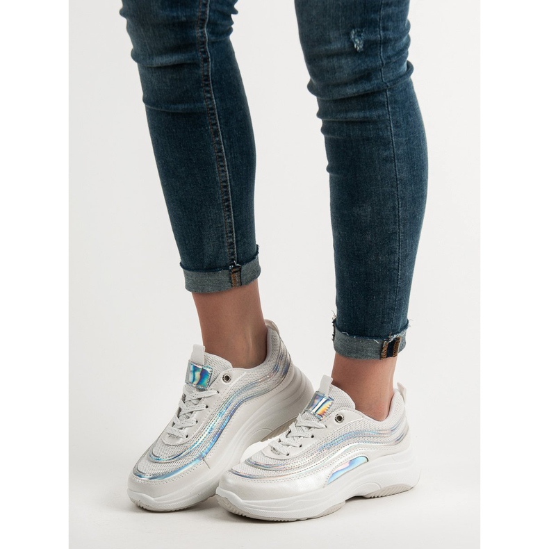 SHELOVET Adidași pe platformă alb 1