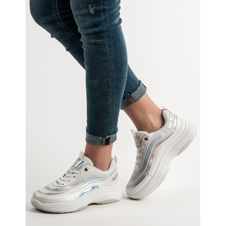 SHELOVET Adidași pe platformă alb 2