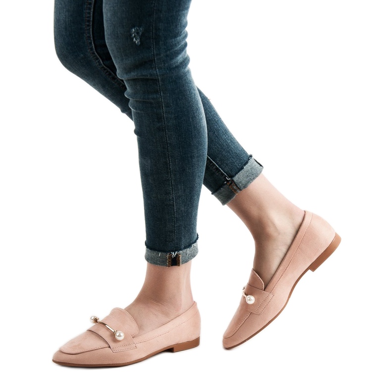 Mocasini din piele de căprioară VICES roz 2