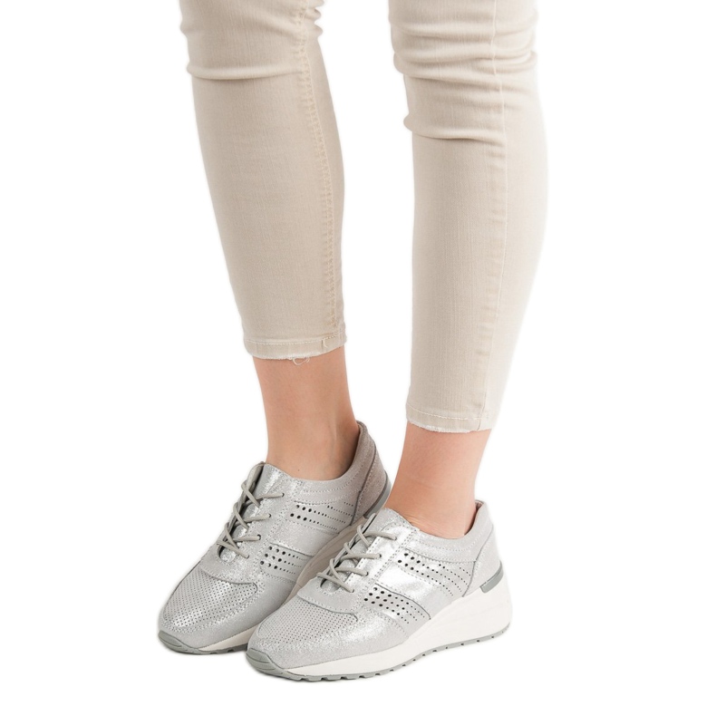 Încălțăminte din piele VINCEZA gri 2