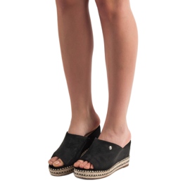 Best Shoes Sandale cu pană negru 1