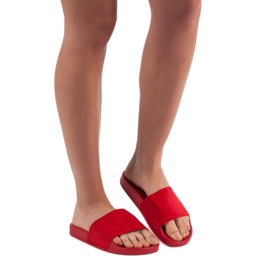 SHELOVET Papuci sport din piele de căprioară roșu 1