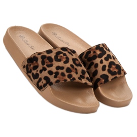 SHELOVET Papuci sport din piele de căprioară maro 2