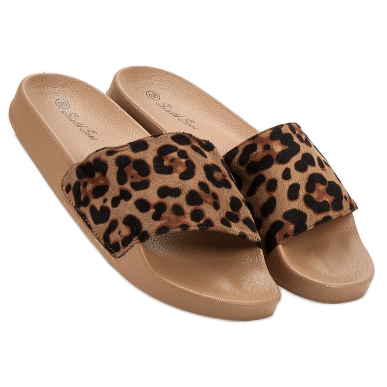 SHELOVET Papuci sport din piele de căprioară maro 2