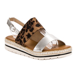 SHELOVET Sandale confortabile maro gri 1