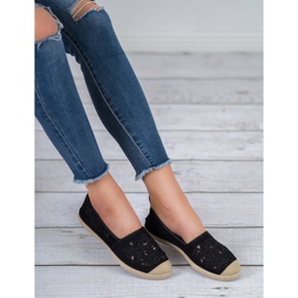 VICES Espadrile din piele de căprioară negru 2 VICES Espadrile din piele de căprioară negru 2