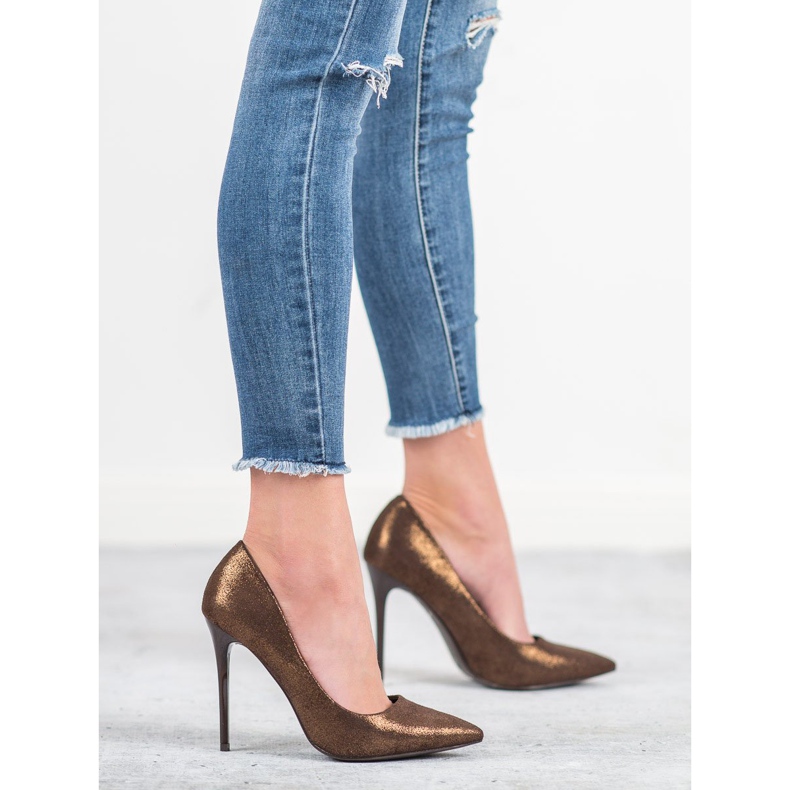 Bestelle Tocuri înalte cu sclipici maro 2