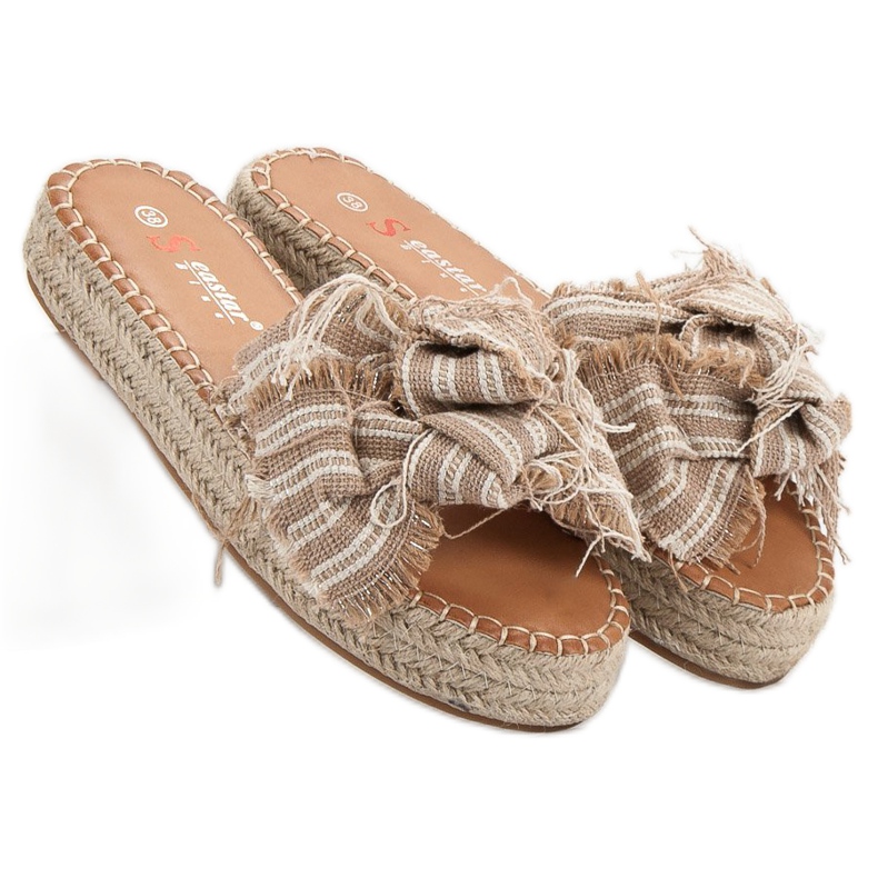 Seastar Papuci cu dungi maro 1