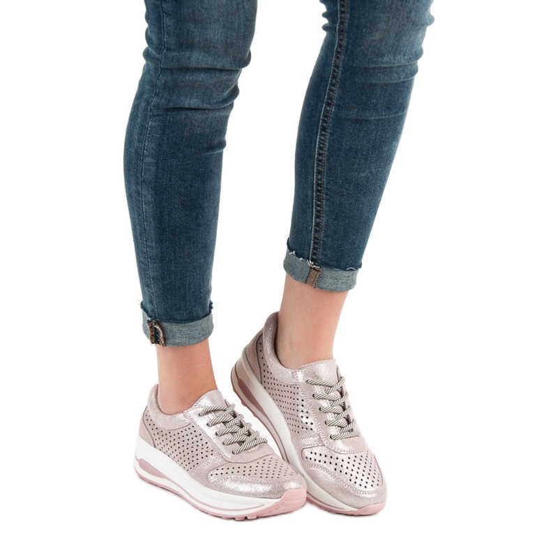 Filippo Pantofi din piele de brocart roz 2