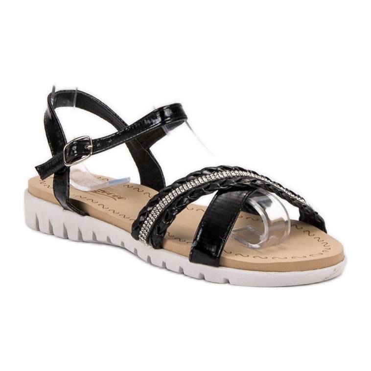 Groto Gogo Sandale Cu Cristale negru 1 Groto Gogo Sandale Cu Cristale negru 1