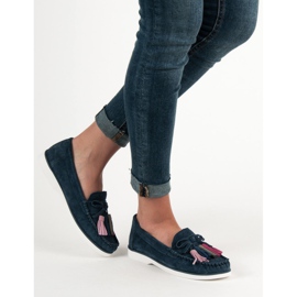 Filippo Mocasini din piele cu franjuri albastru 1