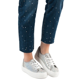 SHELOVET Adidași cu sclipici gri 1