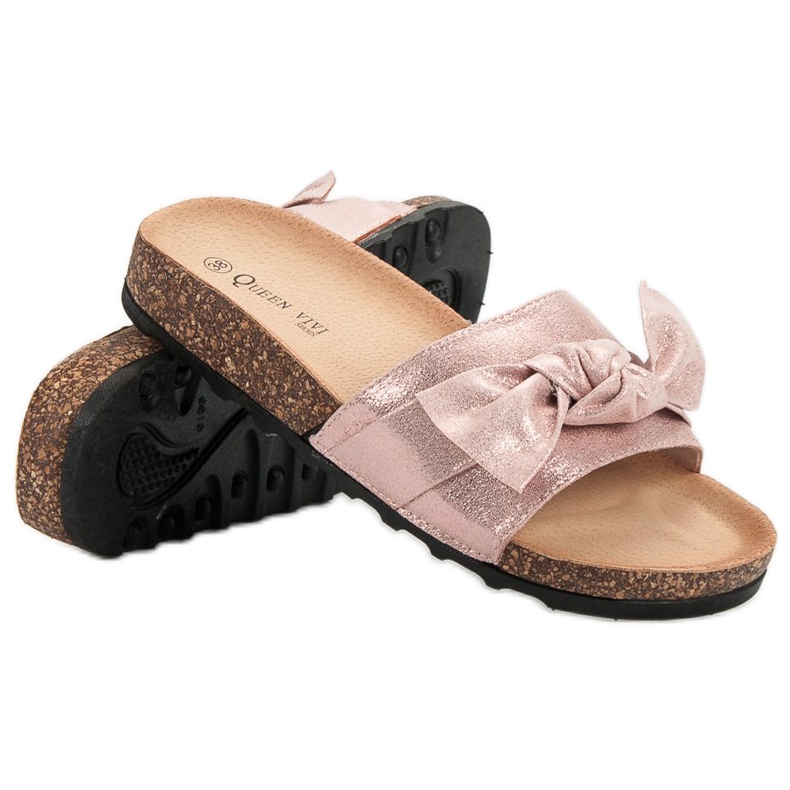 Queen Vivi Papuci casual cu sclipici roz 1