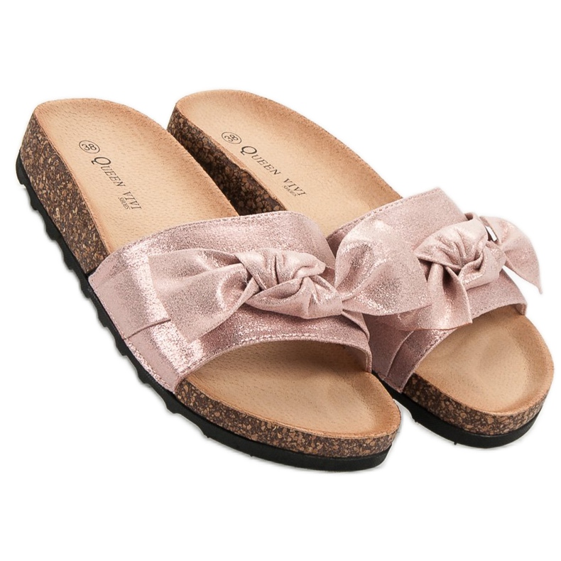 Queen Vivi Papuci casual cu sclipici roz 2
