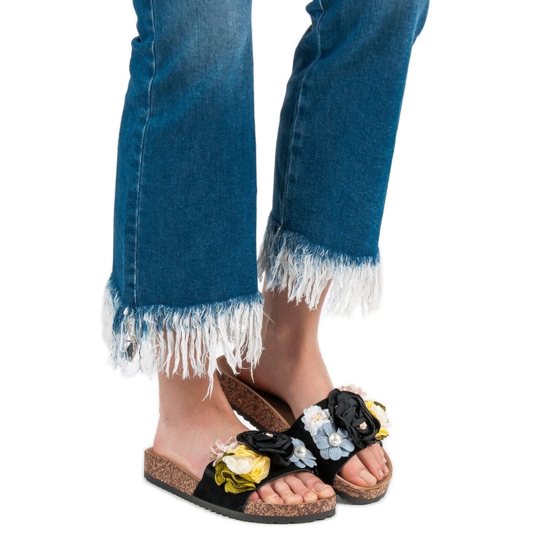 Cm Paris Papuci Cu Flori negru 1