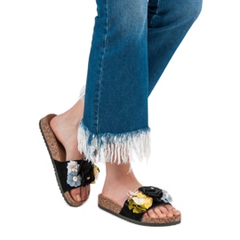 Cm Paris Papuci Cu Flori negru 2