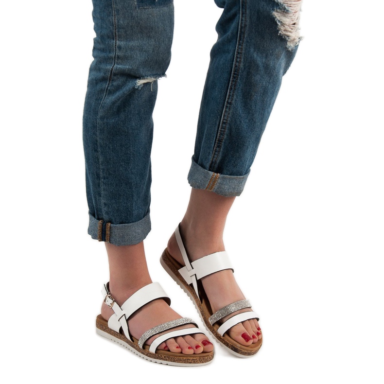 SHELOVET Sandale Cu Zirconiu Cubic alb 2