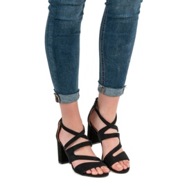 Evento Sandale din piele de căprioară pe o bară negru 2