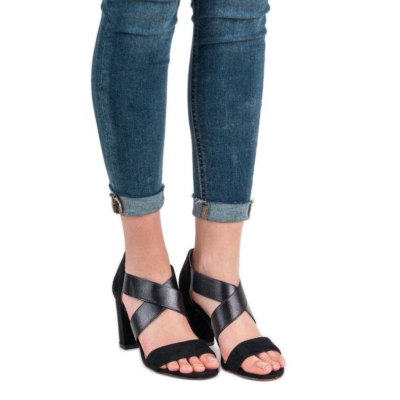 Evento Sandale alunecoase cu bandă elastică negru 2