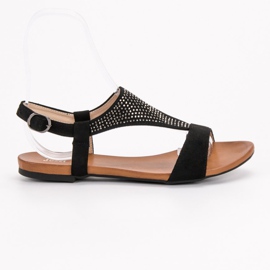 SHELOVET Sandale Cu Cristale negru 1 SHELOVET Sandale Cu Cristale negru 1