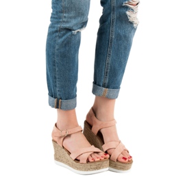 JESSY ROSS Sandale din piele de căprioară roz 1