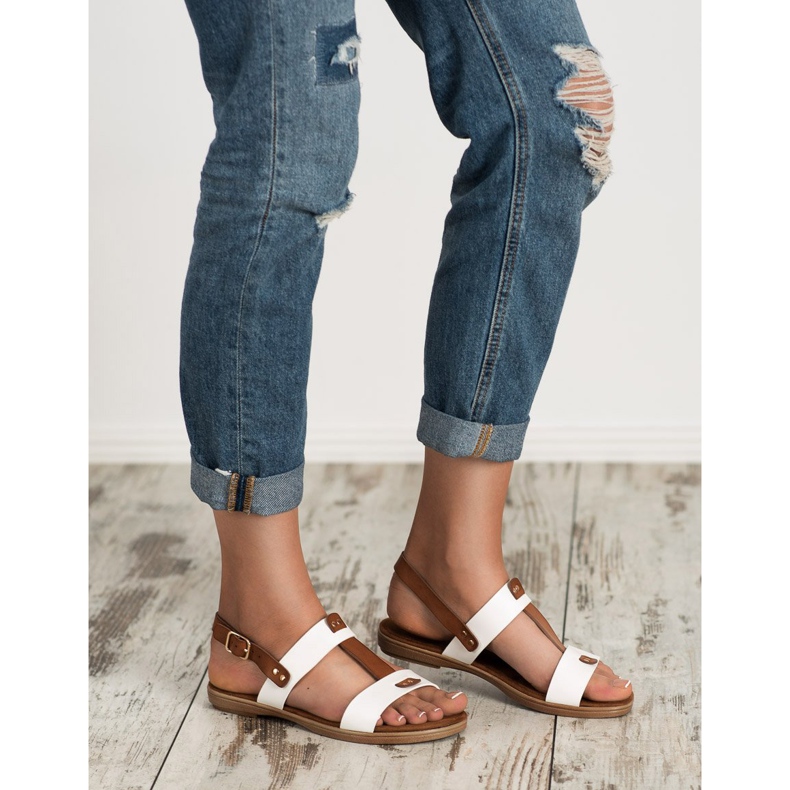 Evento Sandale de închidere cu cataramă alb maro 1 Evento Sandale de închidere cu cataramă alb maro 1