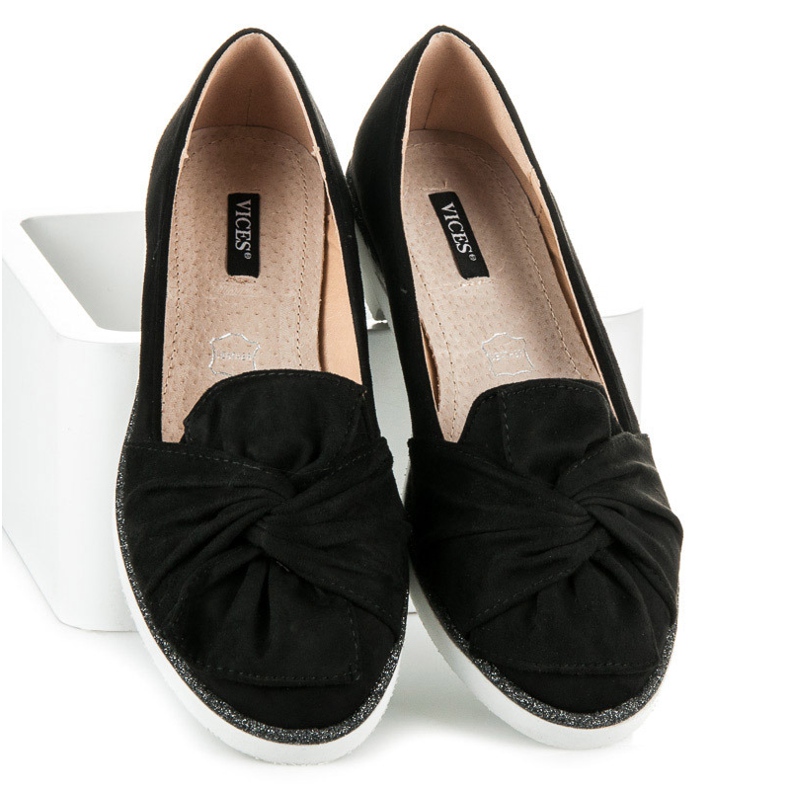 Vices Pantofi din piele de căprioară cu decorațiuni cu sclipici negru 1