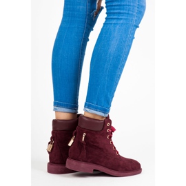Ideal Shoes Muncitori Maroon legați cu o panglică roșu 1
