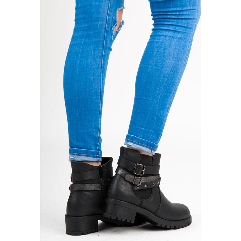 Erynn Cizme Chelsea Cu Catarame negru 1