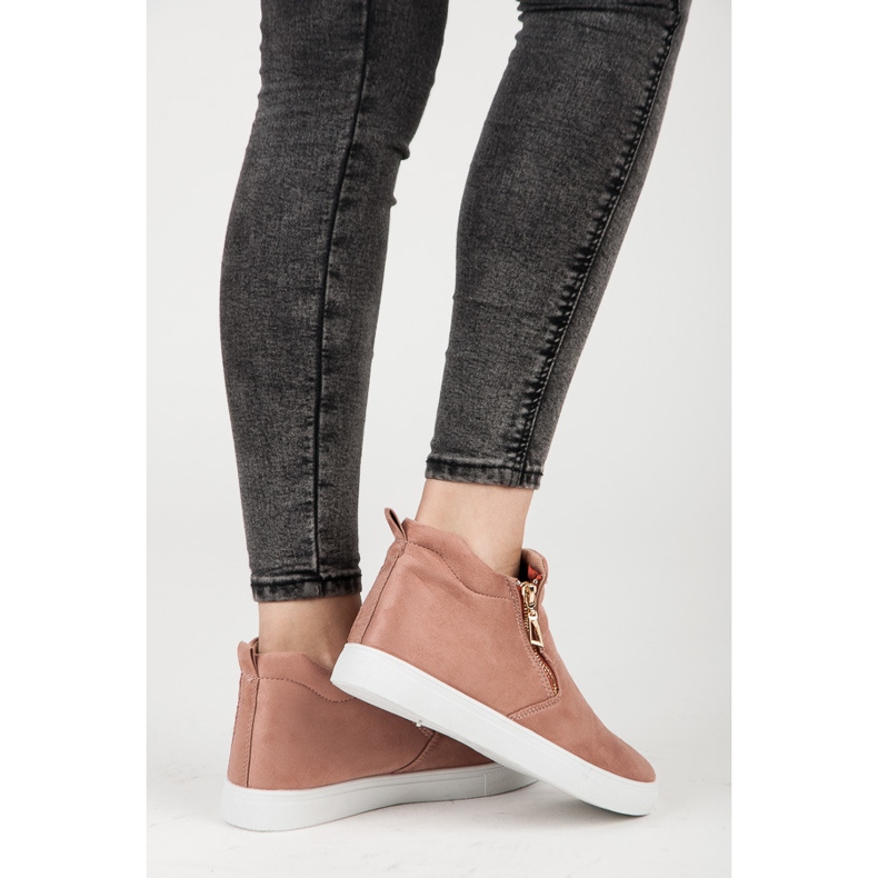 Adidași alunecați din piele de căprioară roz 1 Adidași alunecați din piele de căprioară roz 1