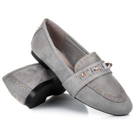 Vices Mocasini din piele de căprioară gri 2