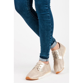 Kylie Adidași legați la modă galben maro 1