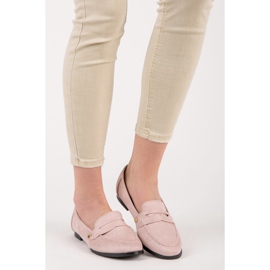 Seastar Mocasini din piele intoarsa roz 2