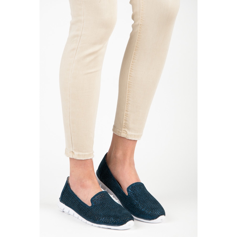 Vinceza Lordii din piele ajurată albastru marin 1