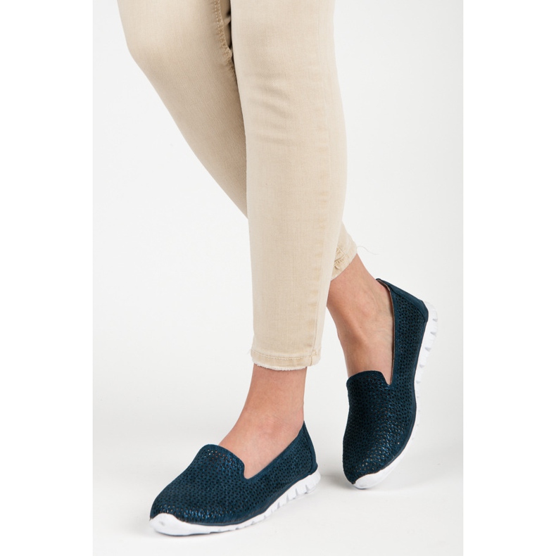 Vinceza Lordii din piele ajurată albastru marin 2