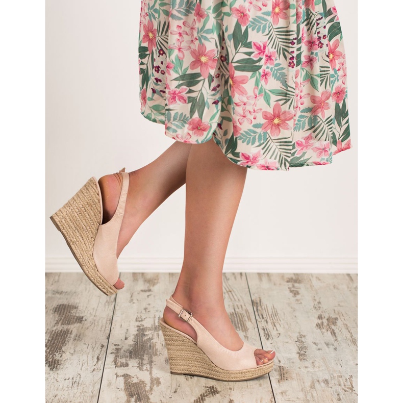 Renda Sandale din piele de căprioară la modă maro 2