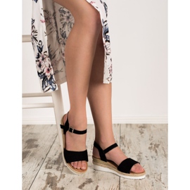 SDS Sandale negre cu sclipici negru 2