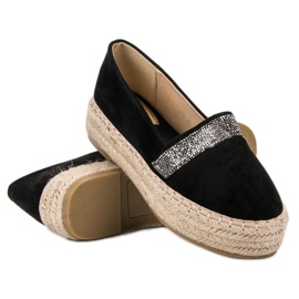 SHELOVET Espadrile Cu Cristale negru 2 SHELOVET Espadrile Cu Cristale negru 2