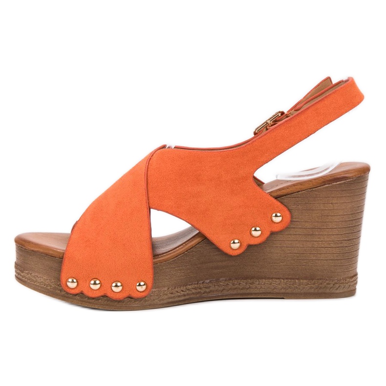 SHELOVET Sandale din piele intoarsa portocale 1