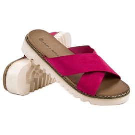 Laura Mode Papuci din piele de căprioară fucsia violet 2 Laura Mode Papuci din piele de căprioară fucsia violet 2