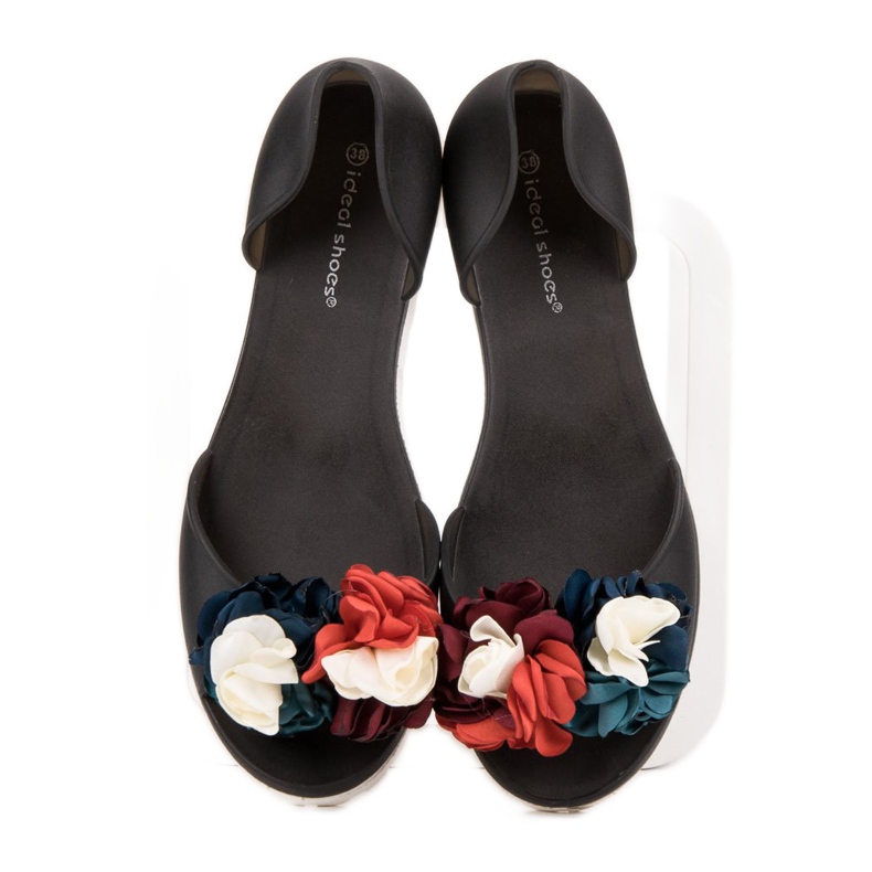 Ideal Shoes Meliski Cu Flori negru 1 Ideal Shoes Meliski Cu Flori negru 1