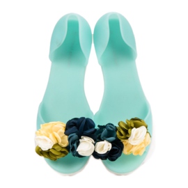 Ideal Shoes Meliski Cu Flori verde 1