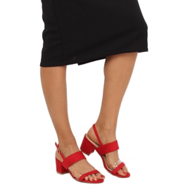 Sandale roșii cu toc înalt 660-1 / SA-2 Roșu roşu 1