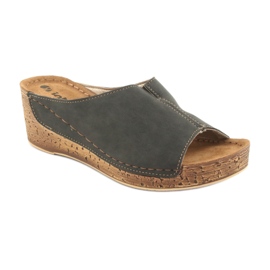 Papuci de damă cu pene Inblu NG002 maro negru multicolor 1 Papuci de damă cu pene Inblu NG002 maro negru multicolor 1