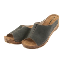 Papuci de damă cu pene Inblu NG002 maro negru multicolor 3