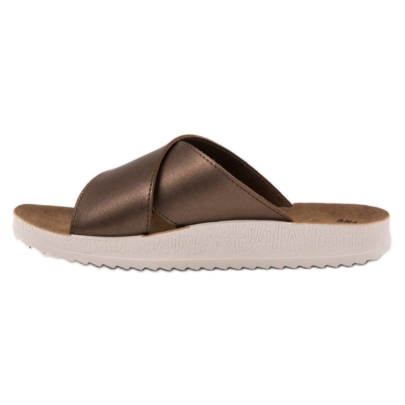 SHELOVET Papuci din piele ecologică maro 1