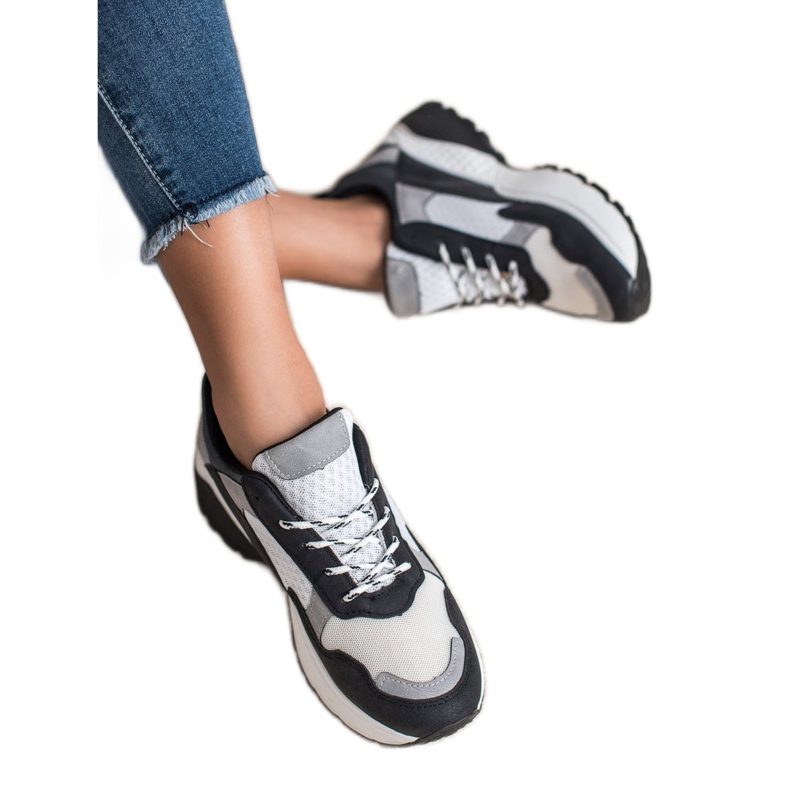 SHELOVET Adidași la modă alb negru gri 2