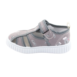 Pantofi pentru copii gri American Club cu velcro TEN 27/19 alb 2