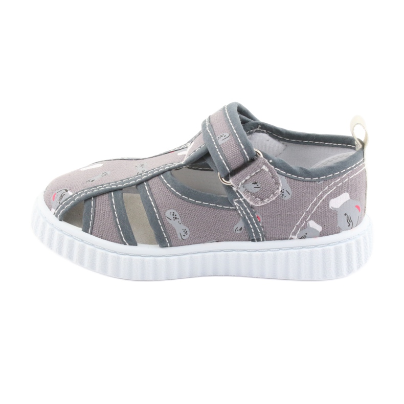 Pantofi pentru copii gri American Club cu velcro TEN 27/19 alb 2