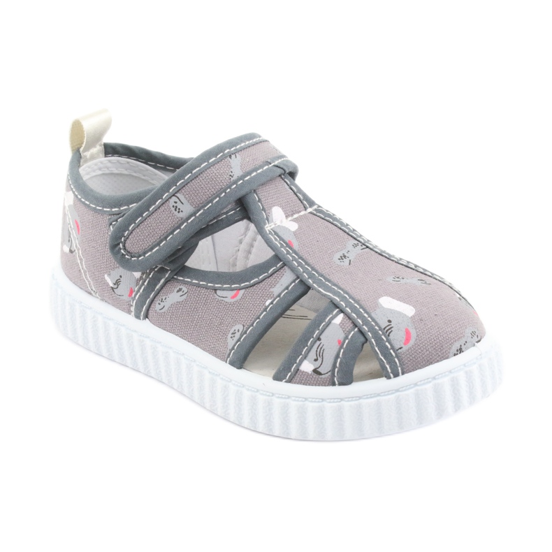 Pantofi pentru copii gri American Club cu velcro TEN 27/19 alb 1